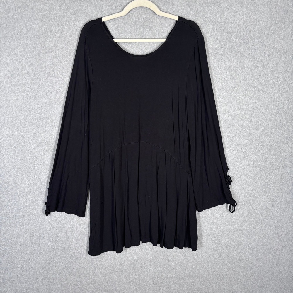 Simply Noelle Babydoll Tunic Top L/XL Lace Up Flare Sleeve Soft Flowy Witchy Emu